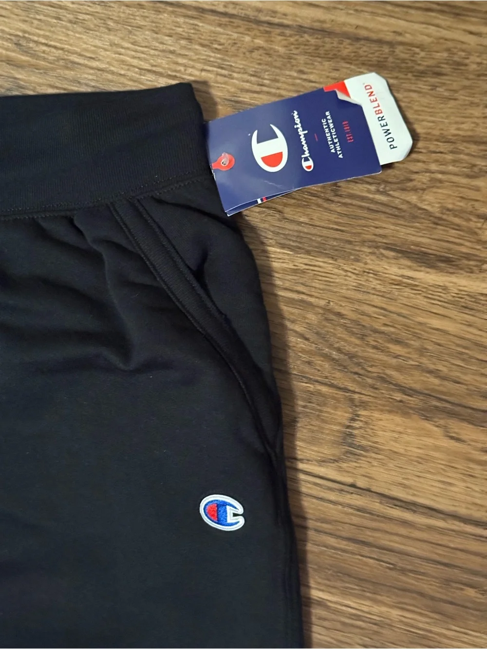 Champion Men’s Black Joggers with White Logo Script on Left Leg in Size XS - NWT